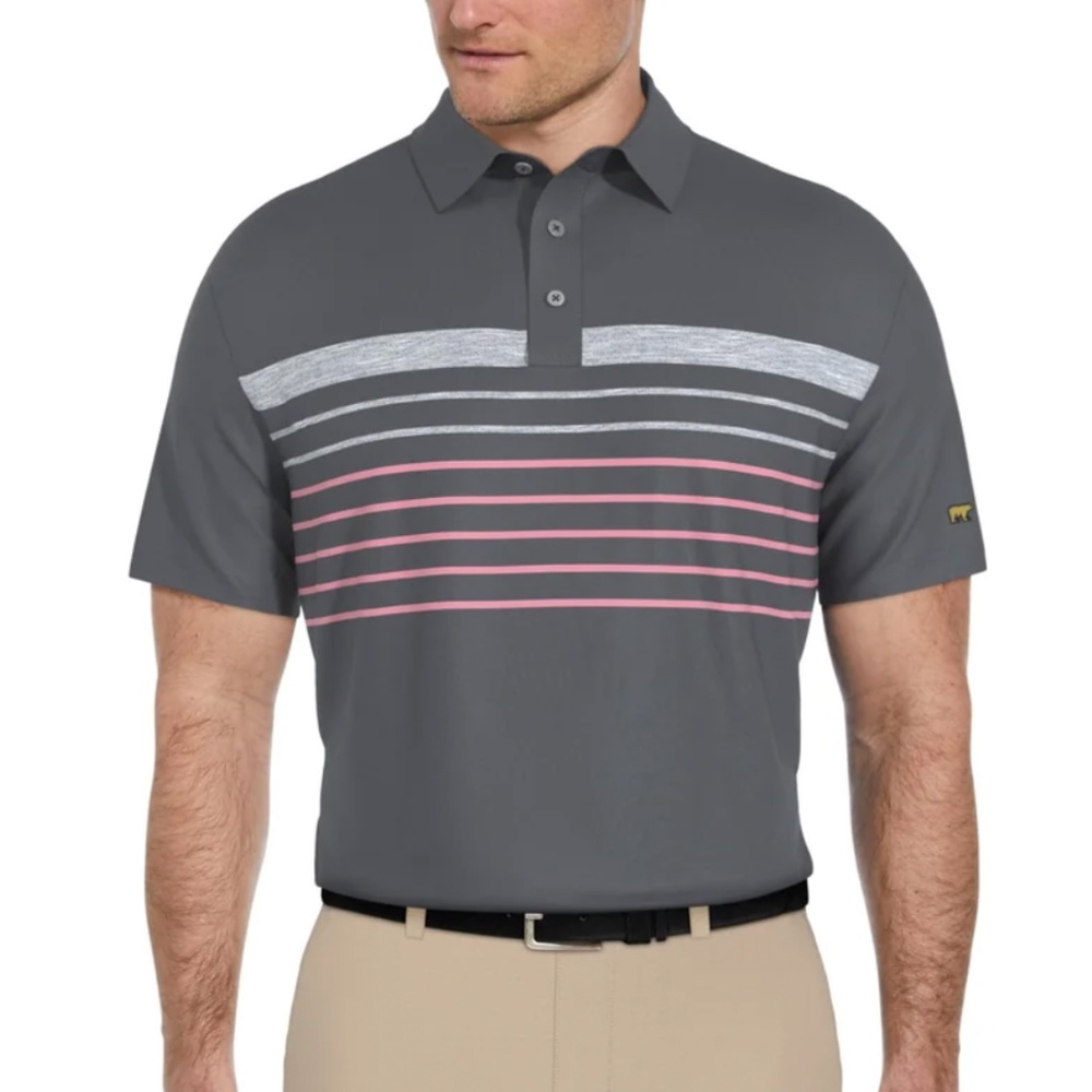 NEW! Men's Short Sleeve Chest Stripe Print Polo Size XL